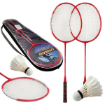 Badmintonikomplekt NEEDIVYOU, 2 professionaalset reketit ja 2 sulgpalli, punased