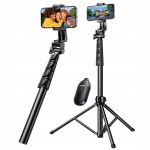 Selfie pulk (Selfie stick) Telefoni selfie-pulk Bluetooth puldiga, statiiviga, pikkus 1,8 m, Asmenukių lazda telefonui su Bluetooth nuotoliniu valdymu, trikojis, ilgis 1,8 m