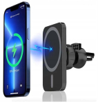 Autohoidik koos juhtmevaba laadijaga magnetilise 15W Qi telefoni jaoks, Automobilinis laikiklis su belaidžiu įkrovikliu magnetinis 15W Qi telefonui
