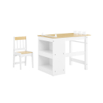 SoBuy Laste laud KMB60-WN Valge ja naturaalne 80x50x66cm 2 riiuliga