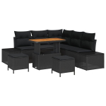 vidaXL Aia Diivanikomplekt padjaga 8 pcs Must pol&uuml;rotang