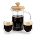 Kohvikann 350 ml + 2 klaasi borosilikaatklaasist 250 ml "Coffe for Two Set"