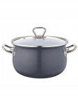 Emailpott 4,8 L, 22 cm klaaskaanega, hall