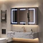 Peegeldusega vannitoakapp LED-valgustusega, 100 &times; 60 &times; 13,5 cm, valge