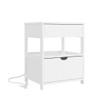 SoBuy &Ouml;&ouml;kapp FRG258-II-E-W Valge 45x38x55cm Puit USB-pistikuga