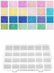 Klaasist &uuml;mmargused toruhelmed 12/0 RainBow&reg; 24 heledat v&auml;rvi iga&uuml;ks 10 g komplekt karbiga