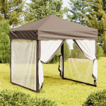 vidaXL kokkupandav peotelk seintega, pruunikashall, 2 x 2 m