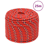 vidaXL paadik&ouml;is, punane, 12 mm, 25 m, pol&uuml;prop&uuml;leen