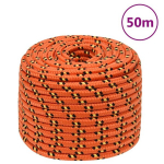 vidaXL paadik&ouml;is, oranž, 14 mm, 50 m, pol&uuml;prop&uuml;leen