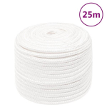 vidaXL paadik&ouml;is, t&auml;isvalge, 12 mm, 25 m, pol&uuml;prop&uuml;leen