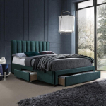 Voodi GRACE 160x200cm, sahtlite ja madratsiga HARMONY TOP, roheline, 165x215xH36/111cm