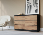 Kummut 3xEliving Demi 6 sahtliga 120 cm, V&auml;rvus: Must/Wotani tamm