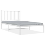 vidaXL metallist voodiraam peatsiga, valge, 100 x 190 cm