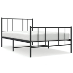 vidaXL metallist voodiraam peatsi ja jalutsiga, must, 75 x 190 cm
