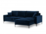 Parempoolne nurgadiivan velvet sofa Venus, 4 istekohta, tumesinine