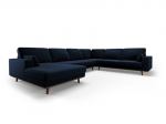Panoraam parempoolne nurgadiivan velvetist Hebe, 6 istekohta, tumesinine
