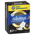 H&uuml;gieenisidemed Always Ultra Secure Night Size 4, 36 tk