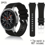 2 Pakki Silikoonrihmad Samsung Galaxy Watch 46mm jaoks, Juoda