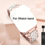 Teemantkristallidega kaunistatud nutikella rihmad Apple Watchile., Rose Golden