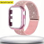 2komplekti S&auml;delev iWatch Kaitsva &uuml;mbris ja rihmad, Bling rožinis dėklas su juostele