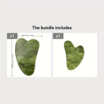 1tk Looduslik Jade Kivi Gua Sha Massaažit&ouml;&ouml;riist N&auml;ole ja Kehale , Green Calf Horn grandymo lenta + Žalia &scaron;irdelės formos grandymo lenta