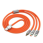 3-&uuml;hes kiirlaadimiskaabel: USB, Type-C ja Micro USB telefonidele - 120cm, Oranžinė