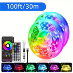 BJ-5VRGB 91.44cm-30.48m LED Tuled Magamistuppa Muusikaga S&uuml;nkroonimine, 100 pėdų / 30 m