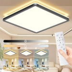 1tk Lame H&auml;mardatav LED Laevalgusti, Kaugjuhtimispuldiga, 29cm Ruut, 24W 3200LM, 3000-6500K &Uuml;li&otilde;huke Laelamp, Taustavalgusefektiga., Juoda