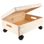 Suur naturaalne puust kast ratastega, kergesti transporditav kast 40x30x14cm Creative Deco