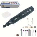 1tk Mini Juhtmeta P&ouml;&ouml;rlev T&ouml;&ouml;riist LED Valgusega, 5 Reguleeritavat Kiirust, USB Laetav Liitiumaku, Mitu Tarvikut, Ideaalne Isiklikele Projektidele, Juoda