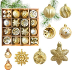 Kuldset v&auml;rvi j&otilde;ulukuulid, 38 tk, erinevad suurused