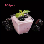 Mitmeotstarbeline Ruut Plastikust Magustoidu Tassid (1/50/100tk) - Taaskasutatav &Uuml;hekordsed Tassid Tiramisu, Tarretis, Vaht, Parfaitide jaoks., 100 vnt