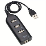 Kiire USB jaotur 4 porti USB 2.0 kaabliga., Juoda