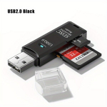 USB 2.0 SD/TF kaardilugeja adapter, Juoda