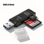 USB 3.0 Kaardilugeja 2-In-1 Adapter SD Mikro SD TF M&auml;lu, Juoda 3.0