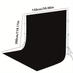 Must Taust Kangas Fotograafiale, Kokkupandav Taustaks., 150cmx300cm
