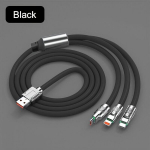 1tk/2tk 3-in-1 Kiire USB Kaabel - Vastupidav Kiirlaadija iPhone & Android, V&auml;rvilised T&uuml;&uuml;p C & Mikro Pesad, Universaalne &Uuml;hilduvus., Juoda