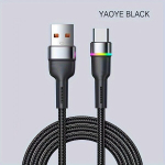 Uus Iphone 15 Seeria Kiire USB Laadimiskaabel C-t&uuml;&uuml;pi LED Punutud Kaabel., Juoda