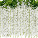 40 Oksa Wisteria Rippuvad Lilled JACKYLED 182.88 Cm Tehis Valge Wisteria Viin Siid Wisteria Lilled Girland Pulma Kaarele Pidu Aed Kodu Dekoratsioon., Baltas