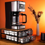 Mitmeotstarbeline 2-korruseline Kohvikapsli Sahtlihoidja 72-le Kapslile, Metalli ja Puidu Konstruktsiooniga, T&otilde;mmatavate Riiulitega, Kohvijaama &Uuml;lespaigaldatavad Riiulid.