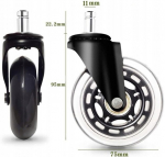 5x kummist rattaid p&ouml;&ouml;rleva toolile, mis on tugevalt laagritega rattaid.