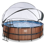 Karkassiga bassein liivafiltri, katuse ja soojuspumbaga Exit Wood &oslash;427x122 cm, pruun