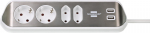 Brennenstuhl pikendusjuhe nurga Inox/valge 2XUSB 3.1A 2+2 pesa 3m.