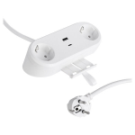 Maandusega pikendusjuhe, kinnitatav, 2 pesaga, USB-A/C, 1,5 m, valge