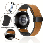 Nutikell 22mm/20mm Ehtne Nahast Kellarihm Sobib Samsungi Vaatajaoks, &Scaron;viesiai ruda-1