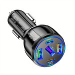 75W Kiirlaadiv Autolaadija 5 Pordiga - 3 USB & 2 T&uuml;&uuml;p-C, L&uuml;hise Kaitsega., Juoda