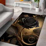 Kuldse roosi mustriga vaip, 80x120cm