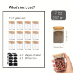 ruudukujulised maitseainetopid, 12 tk, 7 uncijos / 207 ml
