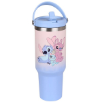 Disney Stitch ja Angel Suur termokruus kaane ja suukorviga, roostevabast terasest, k&auml;epidemega reisikruus 1.18l, Talpa: 1,8 l