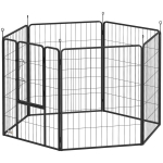 PawHut kutsikate jooksuaias 100 cm k&otilde;rgune, 6-PLG. koera m&auml;nguaed DIY kutsikate m&auml;nguaed koos uksega, vabapidamine v&auml;ikestele, keskmistele ja suurtele koertele, teras, must, Juoda
